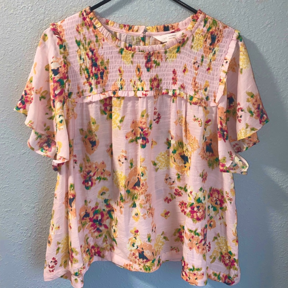 LC Lauren Conrad Tops Lauren Conrad Floral Blouse Size XL